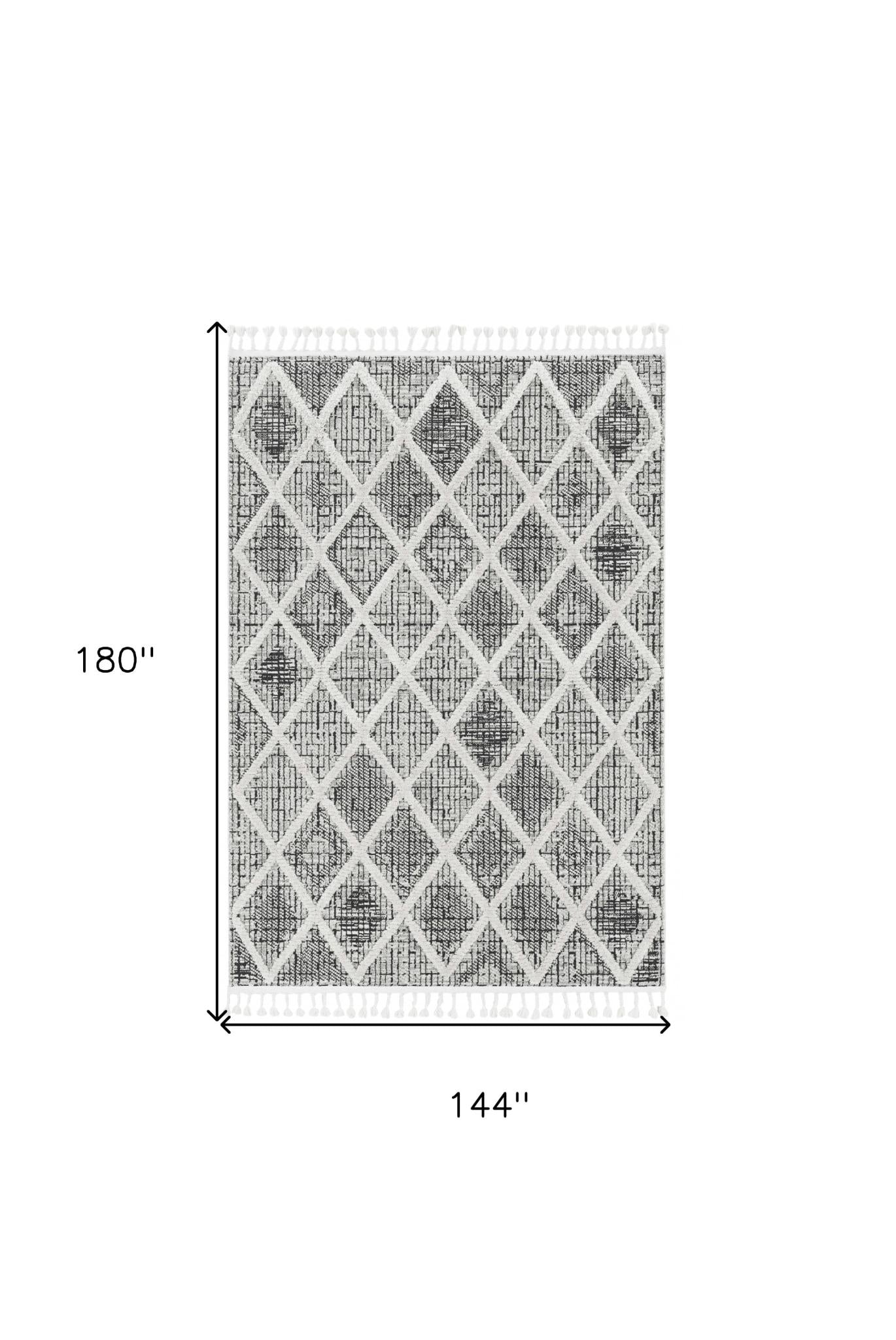 12' X 15' Cream And Charcoal Geometric Area Rug