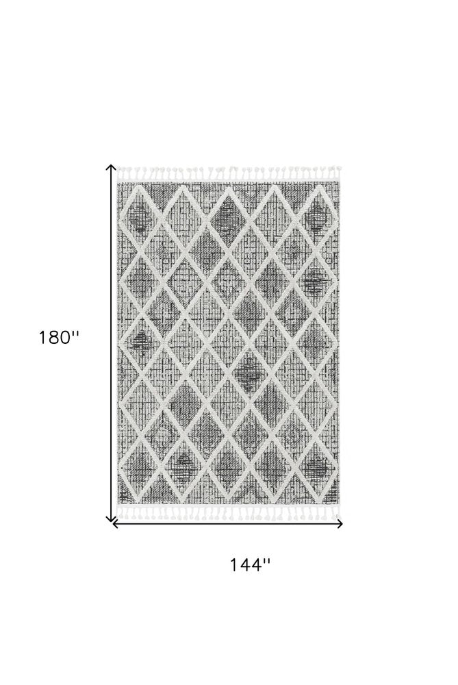 12' X 15' Cream And Charcoal Geometric Area Rug