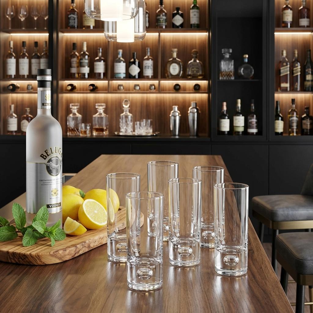 Mouth Blown Crystal 6 Pc Shot Or Vodka Glass Set 3 Oz