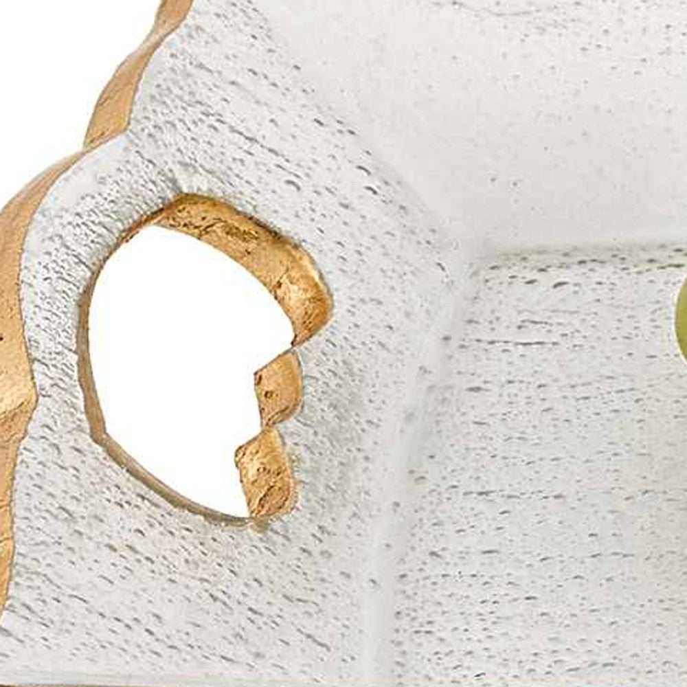 11" Clear And Gold Seeded Glass Serving Tray With Handles