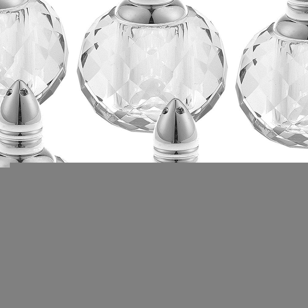 Set of Six Clear And Silver Round Cut Crystal Salt and Pepper Shakers
