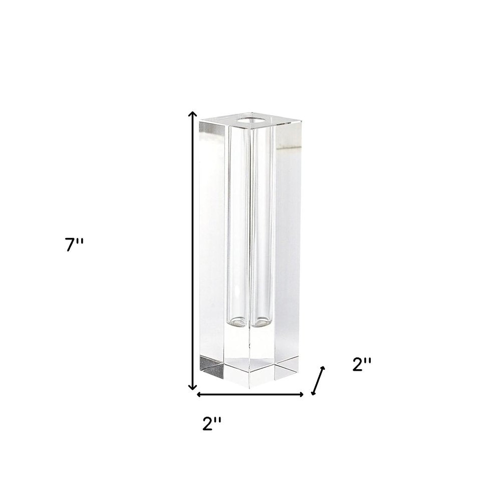 9" Clear Square Lead Free Crystal Table Vase