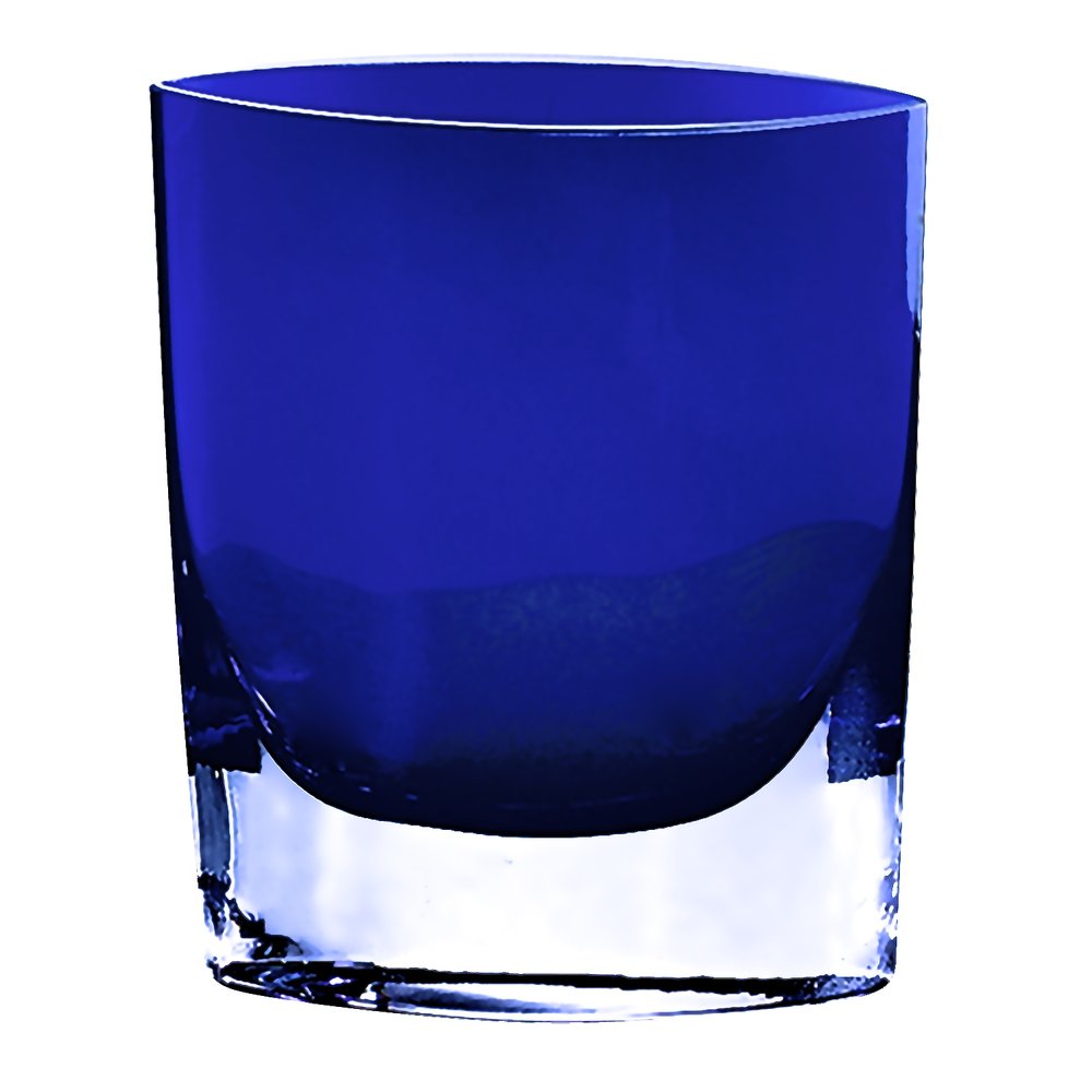 8" Cobalt And Clear Oval Lead Free Crystal Table Vase