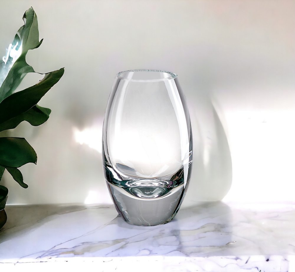 11" Clear Lead Free Crystal Oval Table Vase