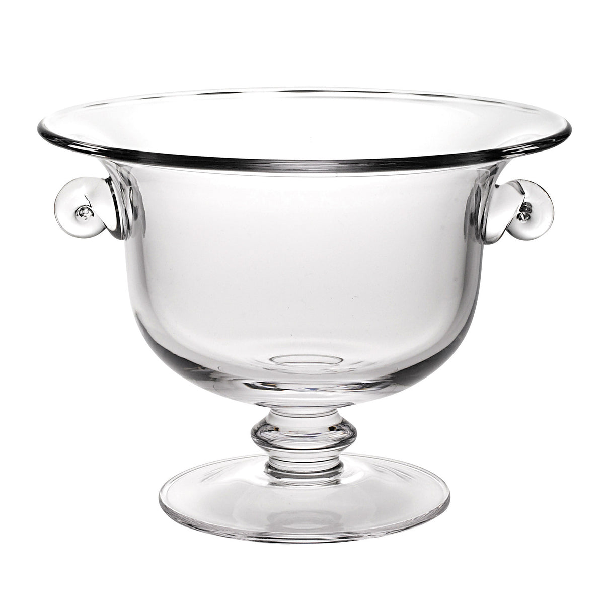 11" Clear Mouth Blown Crystal Round Pedestal Centerpiece Bowl