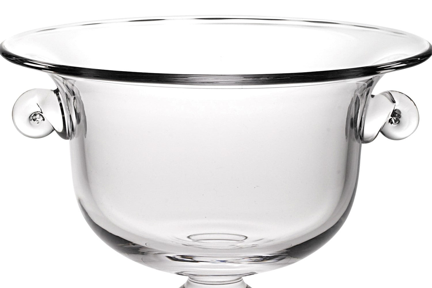 11" Clear Mouth Blown Crystal Round Pedestal Centerpiece Bowl