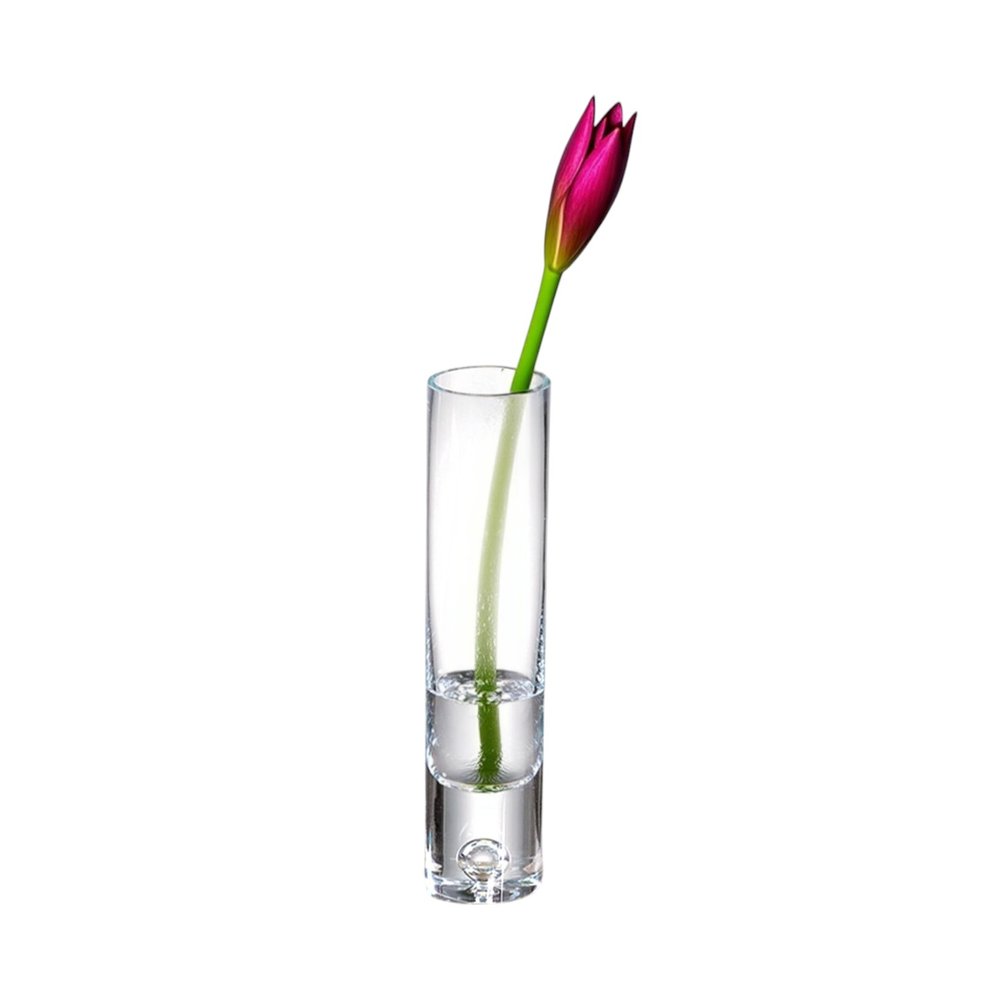 9" Clear Cylindrical Lead Free Crystal Bud Table Vase