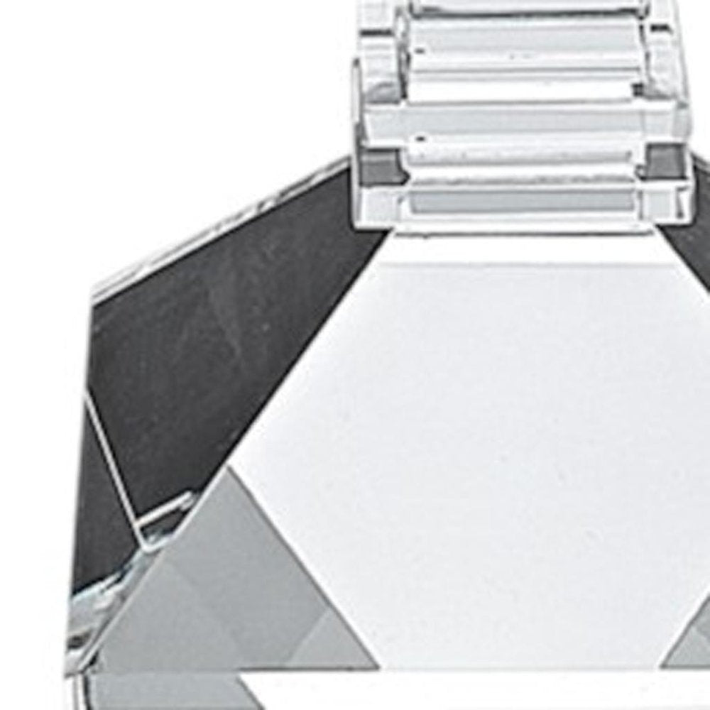 Set of Two Clear Crystal Tabletop Candle Holders