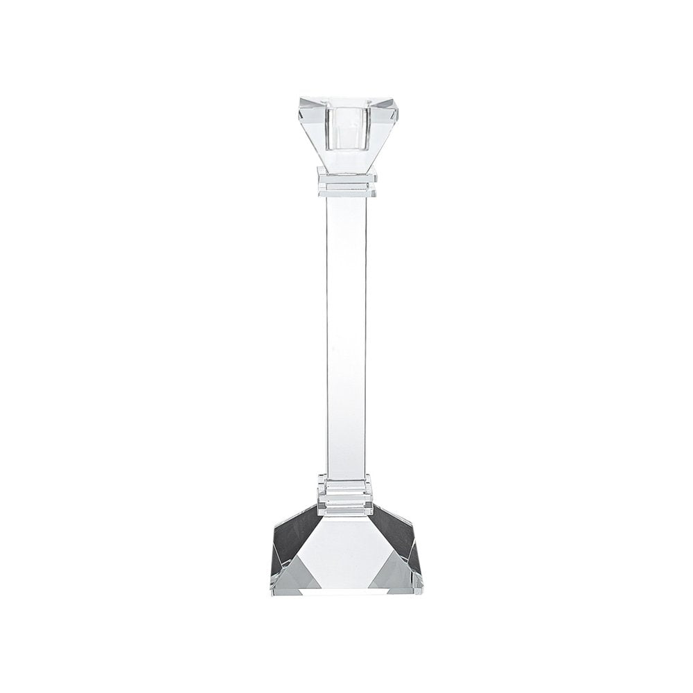 Set of Two Clear Crystal Tabletop Taper Candlesticks