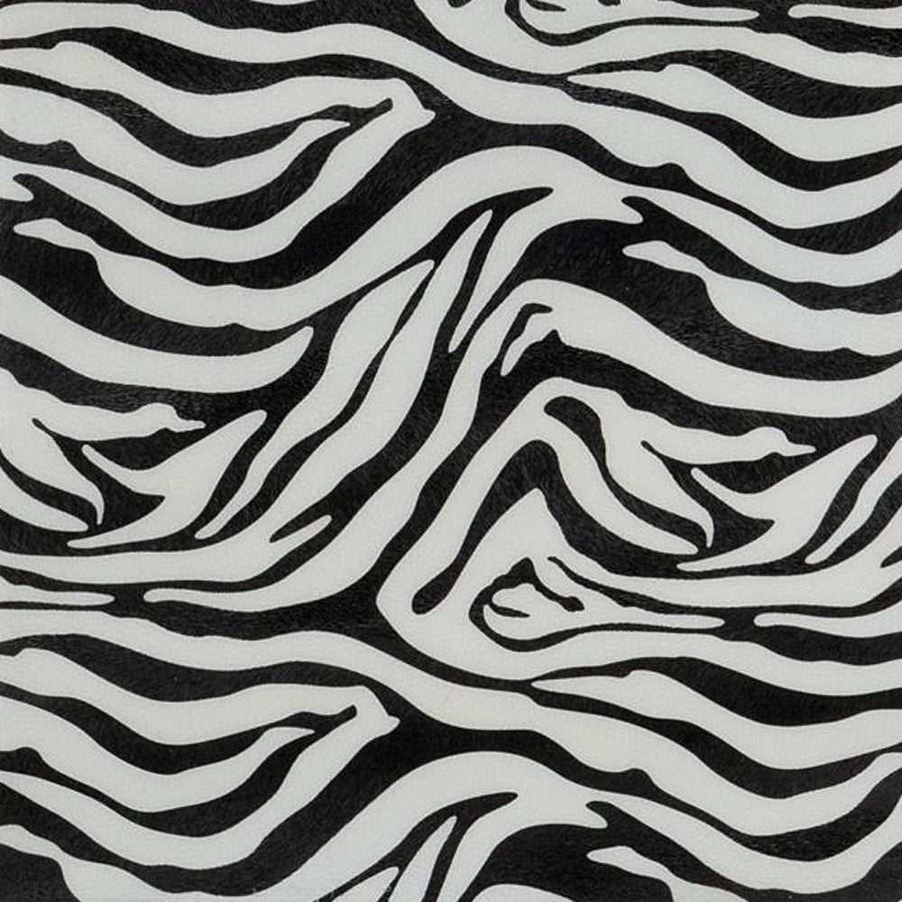 12" Black And White Zebra Iron And Resin Square Hanging Wall Tile