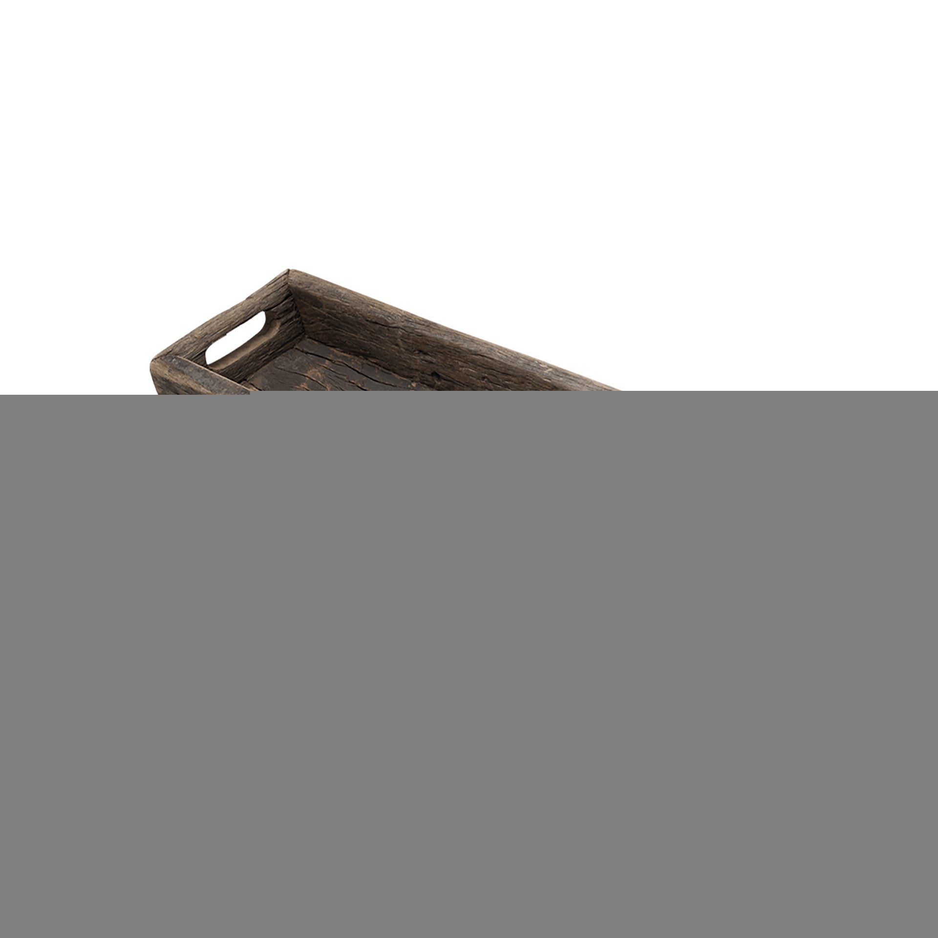 24" Brown Wood Indoor Outdoor Tray With Handles
