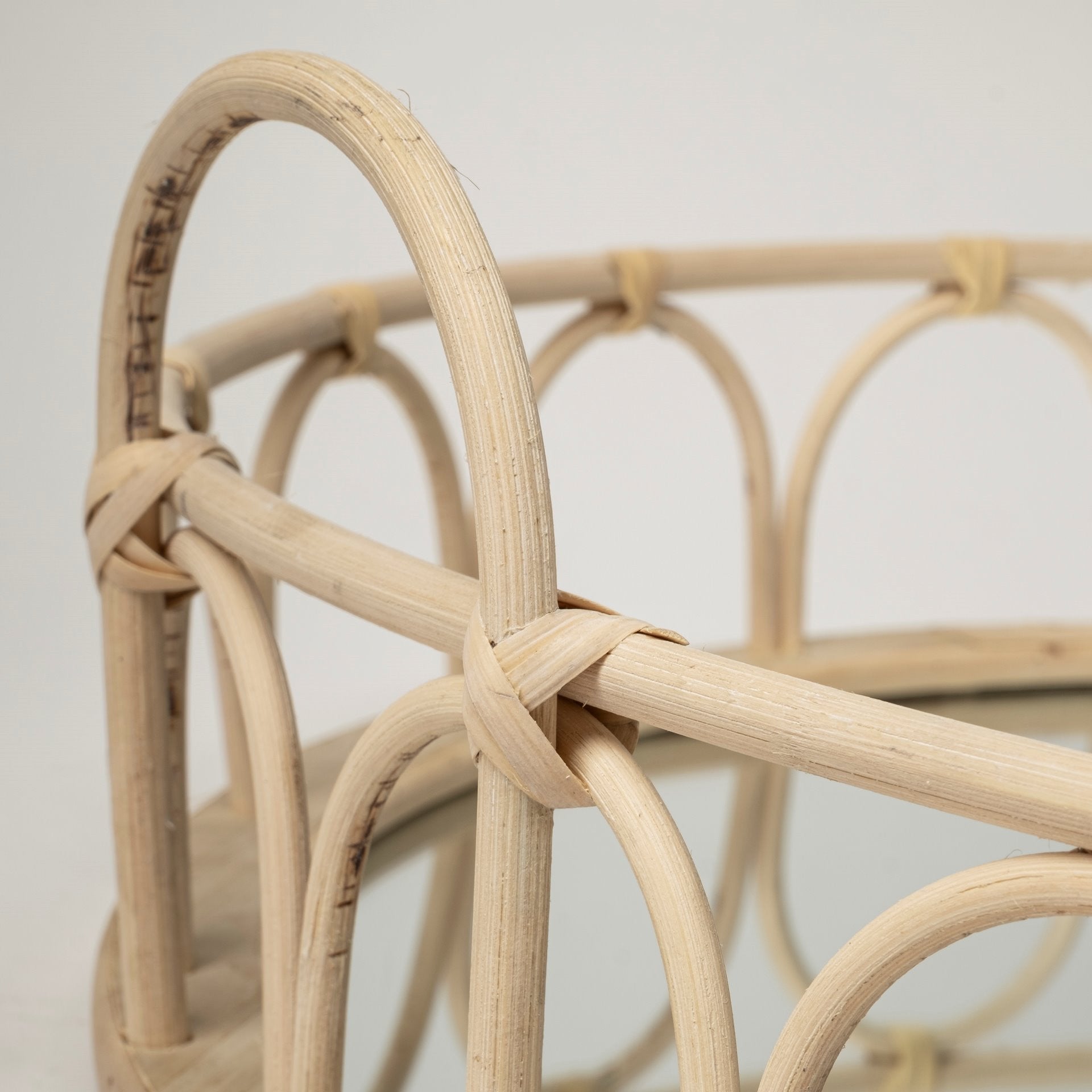 Set of Two Brown Round Wood Indoor Outdoor Vanity Tray With Handles