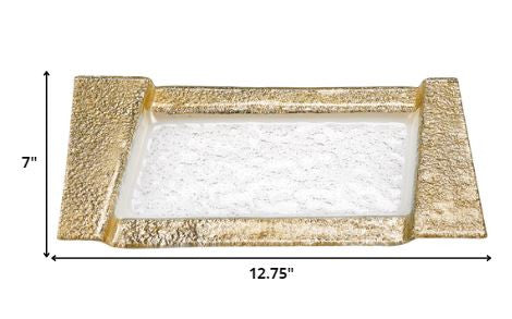 13" Handcrafted Gold Snack Or Vanity Tray