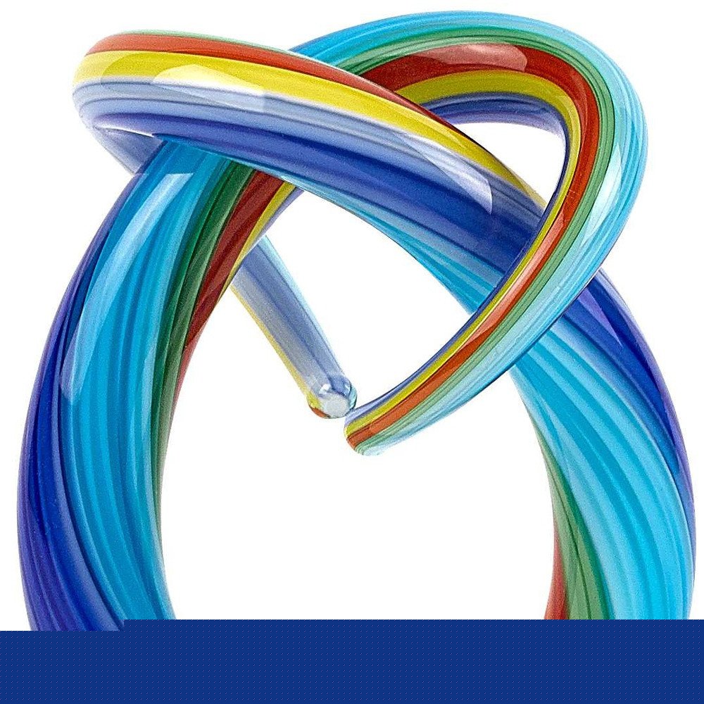 6" Rainbow Murano Glass Modern Abstract Tabletop Sculpture