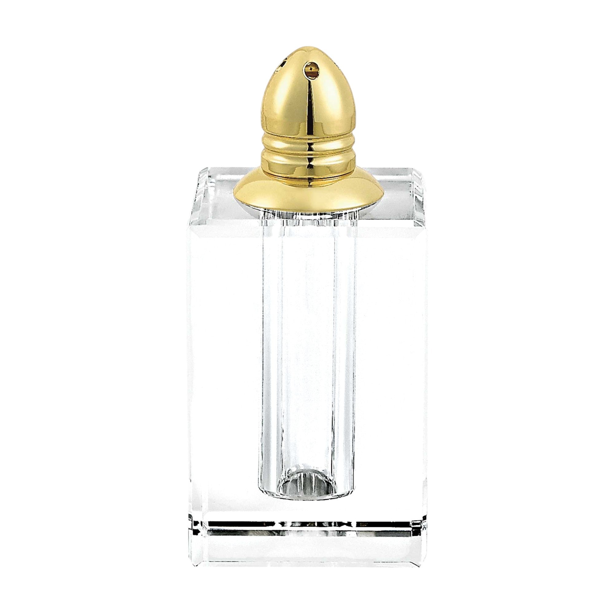 Set of Two Clear And Gold Crystal Pepper Shakers