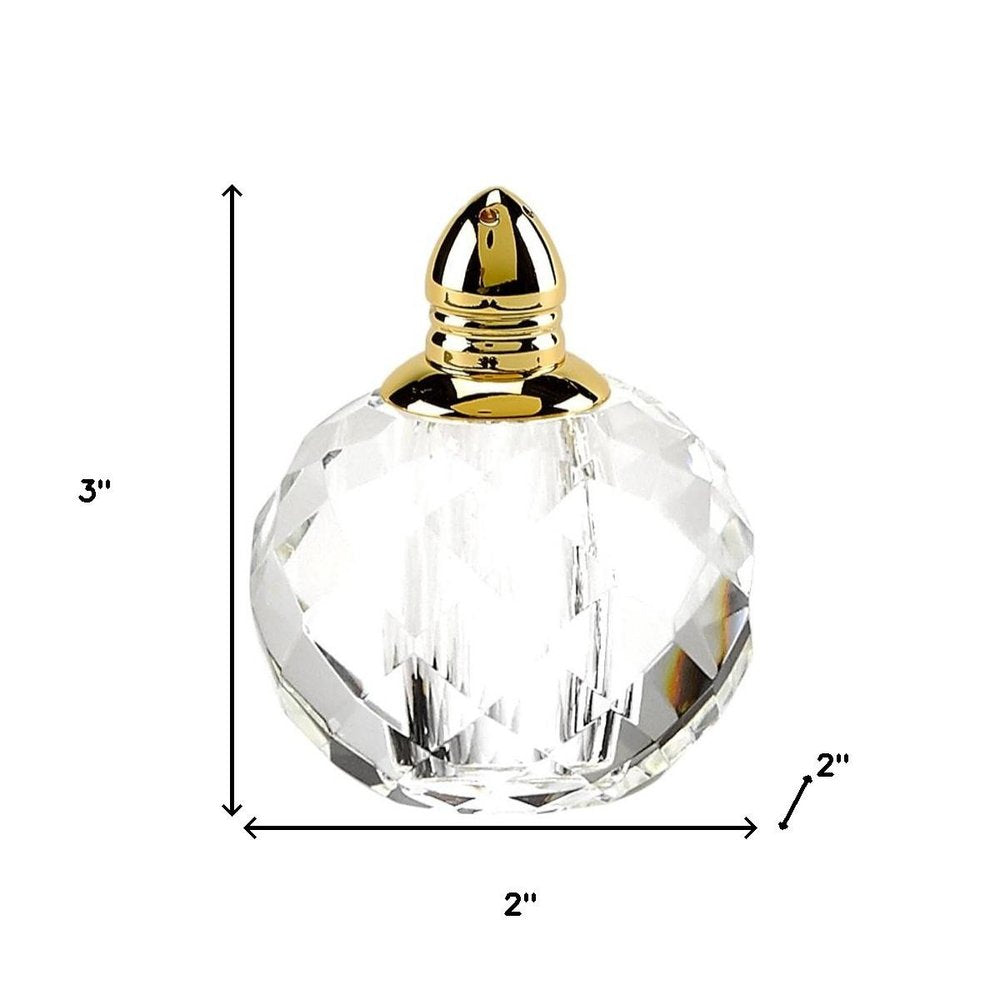 Set of Two Clear And Gold Crystal Geometric Pepper Shakers