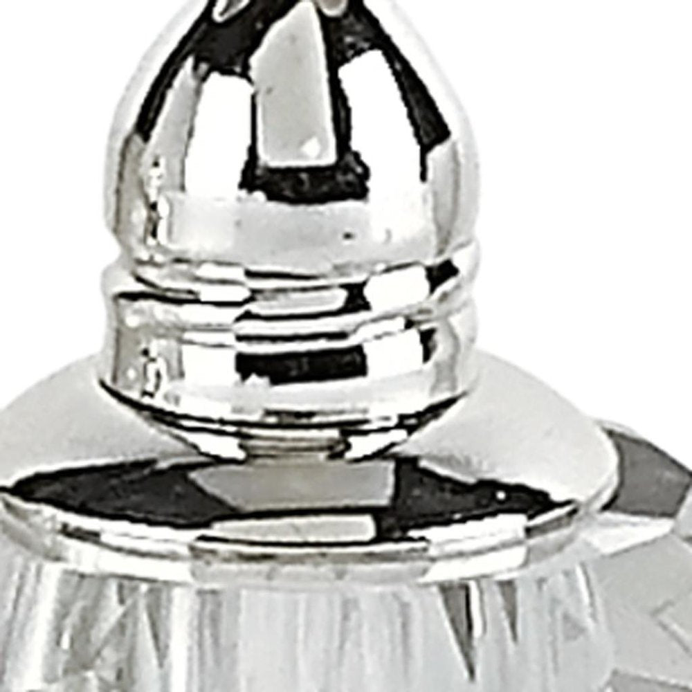 Set of Two Clear And Silver Crystal Geometric Pepper Shakers