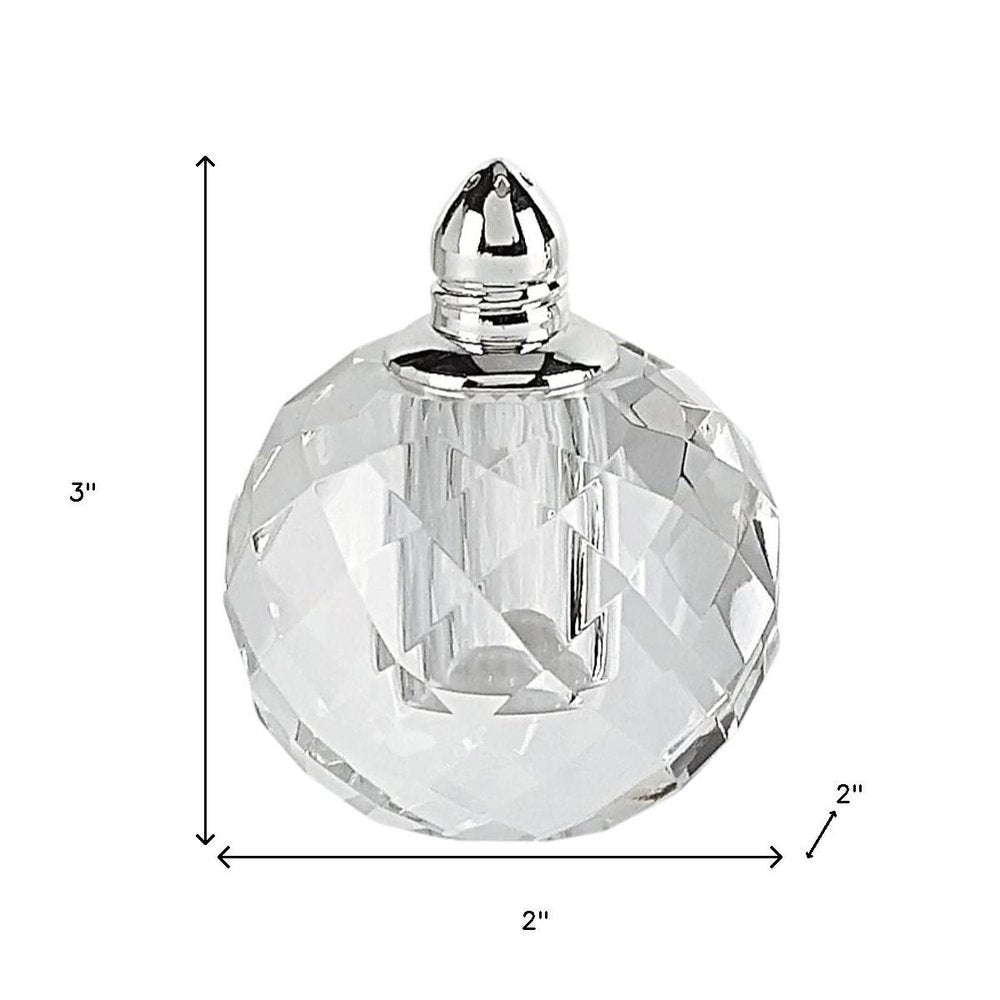 Set of Two Clear And Silver Crystal Geometric Pepper Shakers