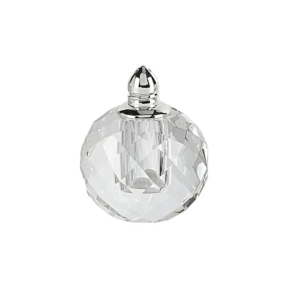 Set of Two Clear And Silver Crystal Geometric Pepper Shakers