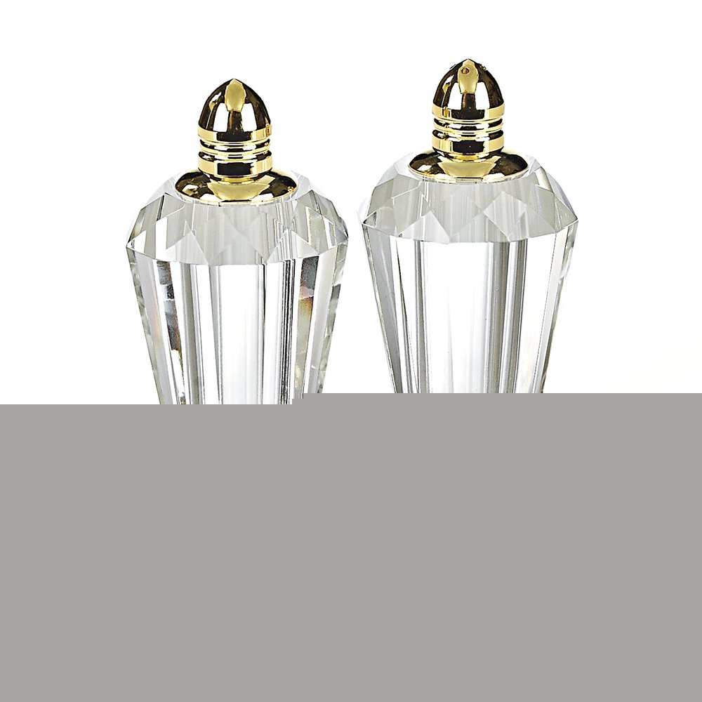 Set of Two Clear And Gold Crystal Geometric Pepper Shakers