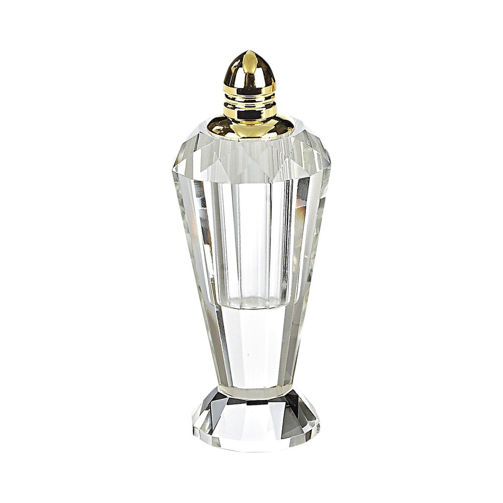 Set of Two Clear And Gold Crystal Geometric Pepper Shakers