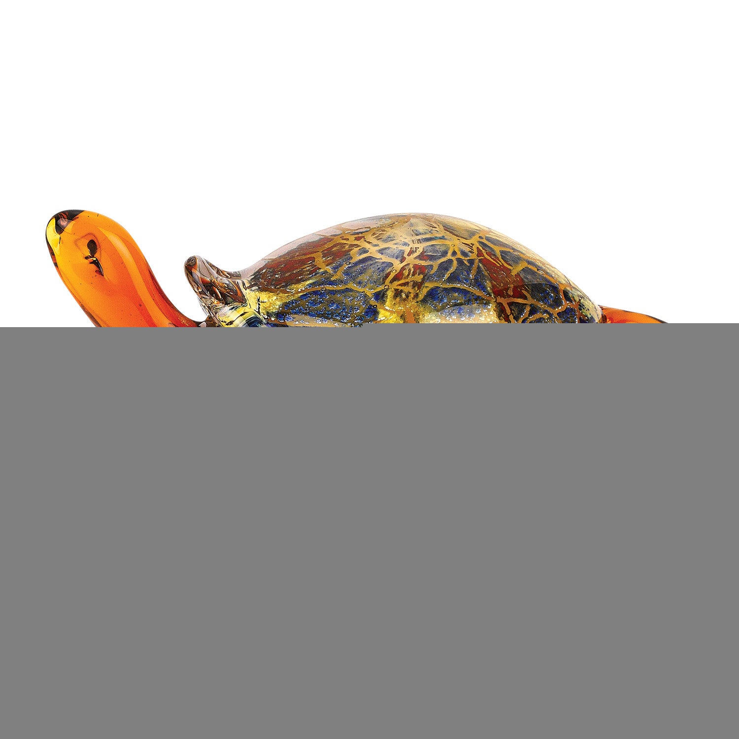 4" Clear Brown and Green Murano Glass Turtle Figurine Tabletop Sculpture