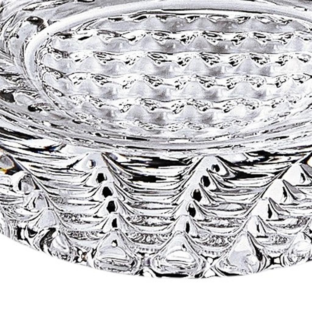 Set of Four Clear Crystal Glass Convex Curve Shape Stemless Decanter
