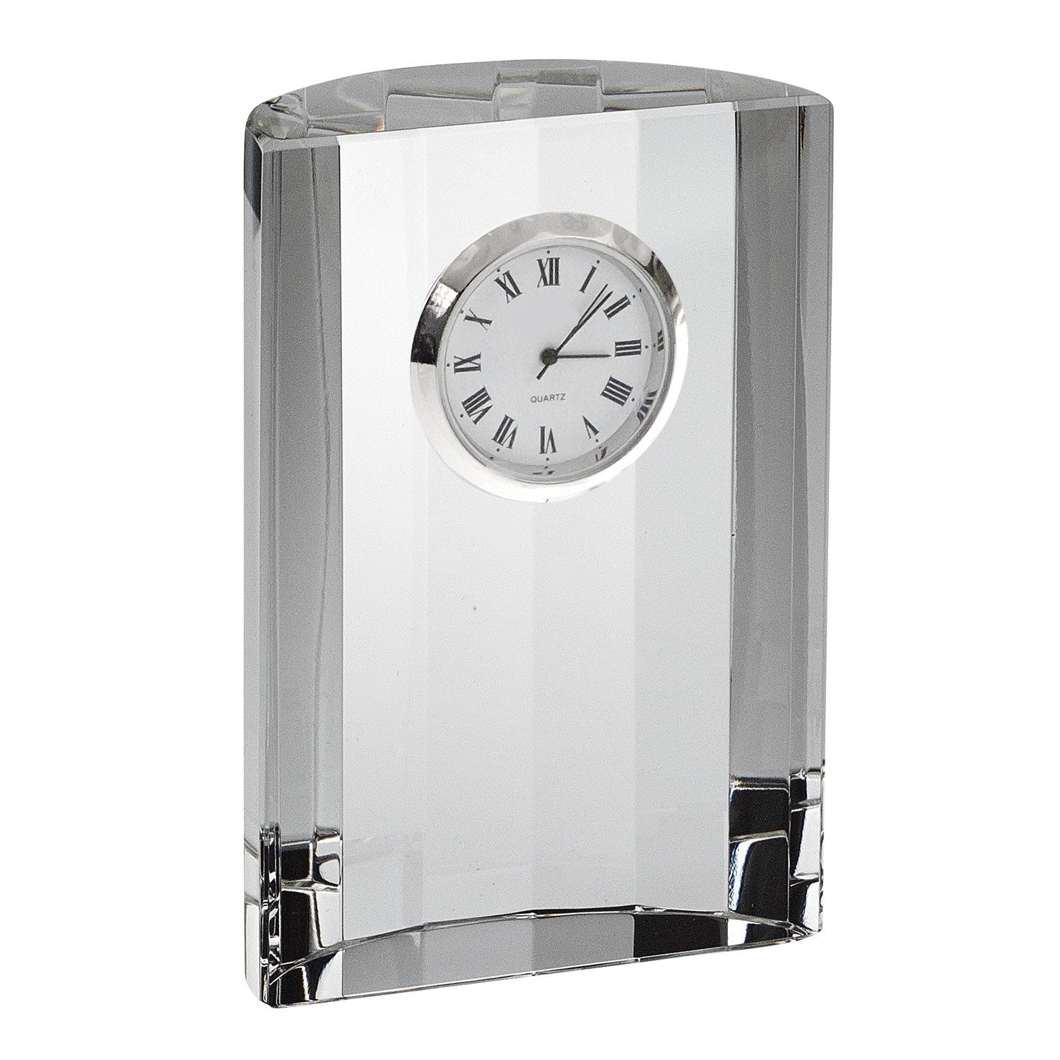 5" Silver Crystal Table Clock