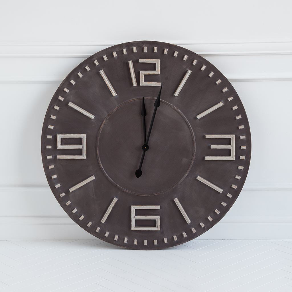 42'Oversize Round  Industrial Stylewall Clock With  Bold Block Numbers And Black Hands