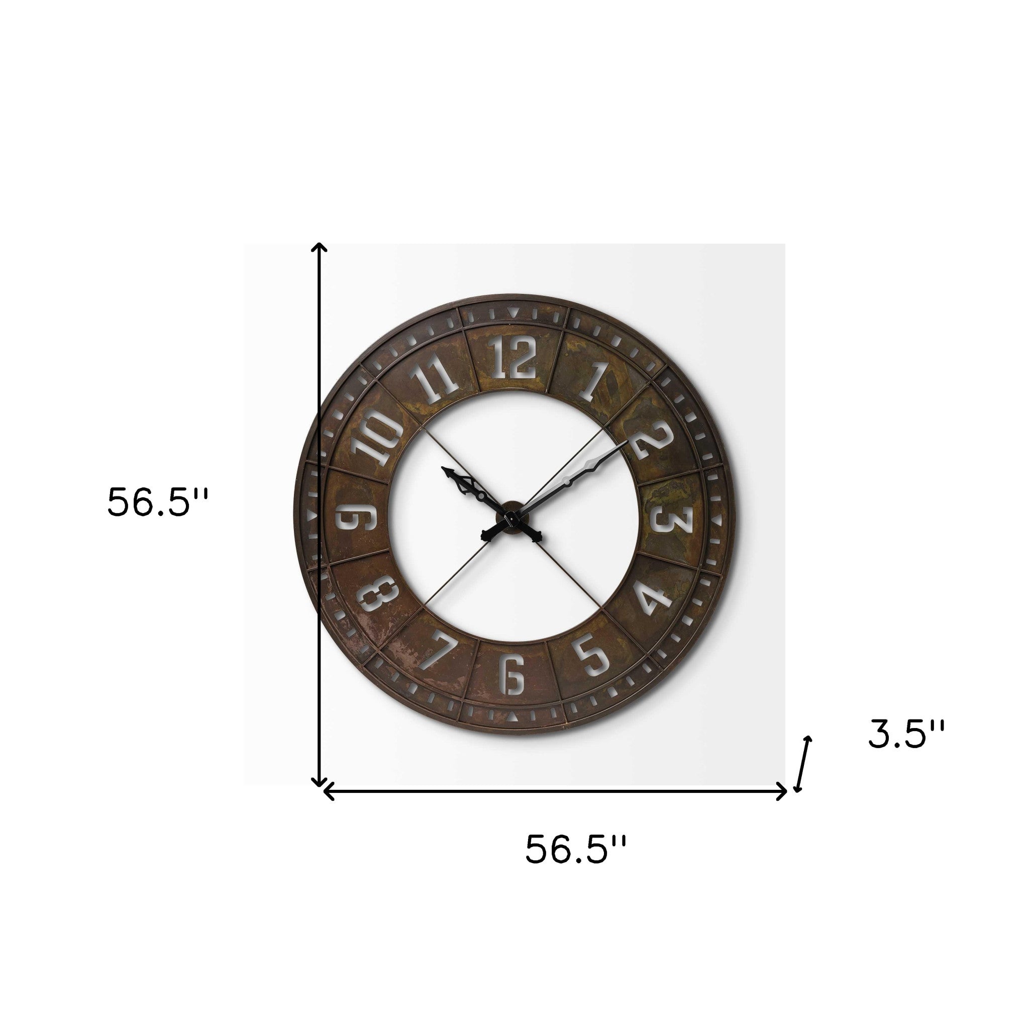 57" Round Industrial Brown Wall Clock