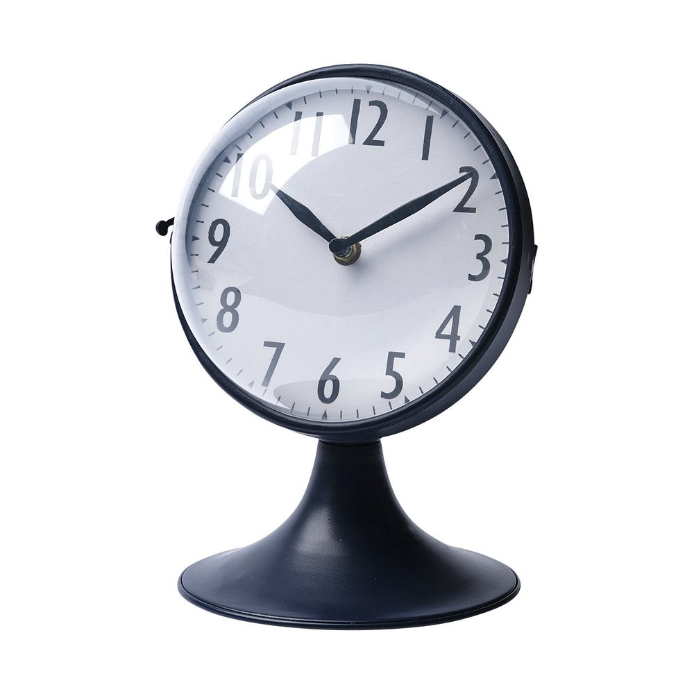 Blue Metal Glass Dome Desk Table Clock