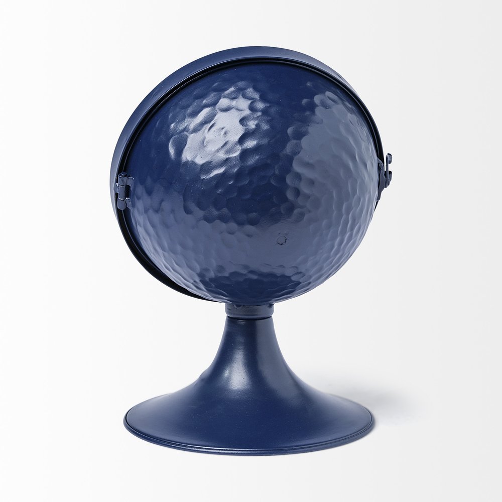 Blue Metal Glass Dome Desk Table Clock