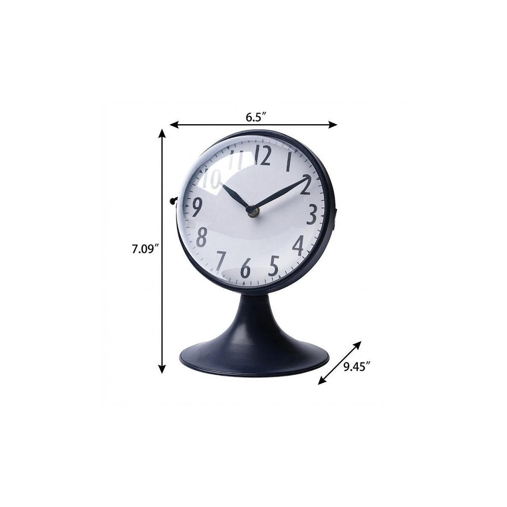 Blue Metal Glass Dome Desk Table Clock