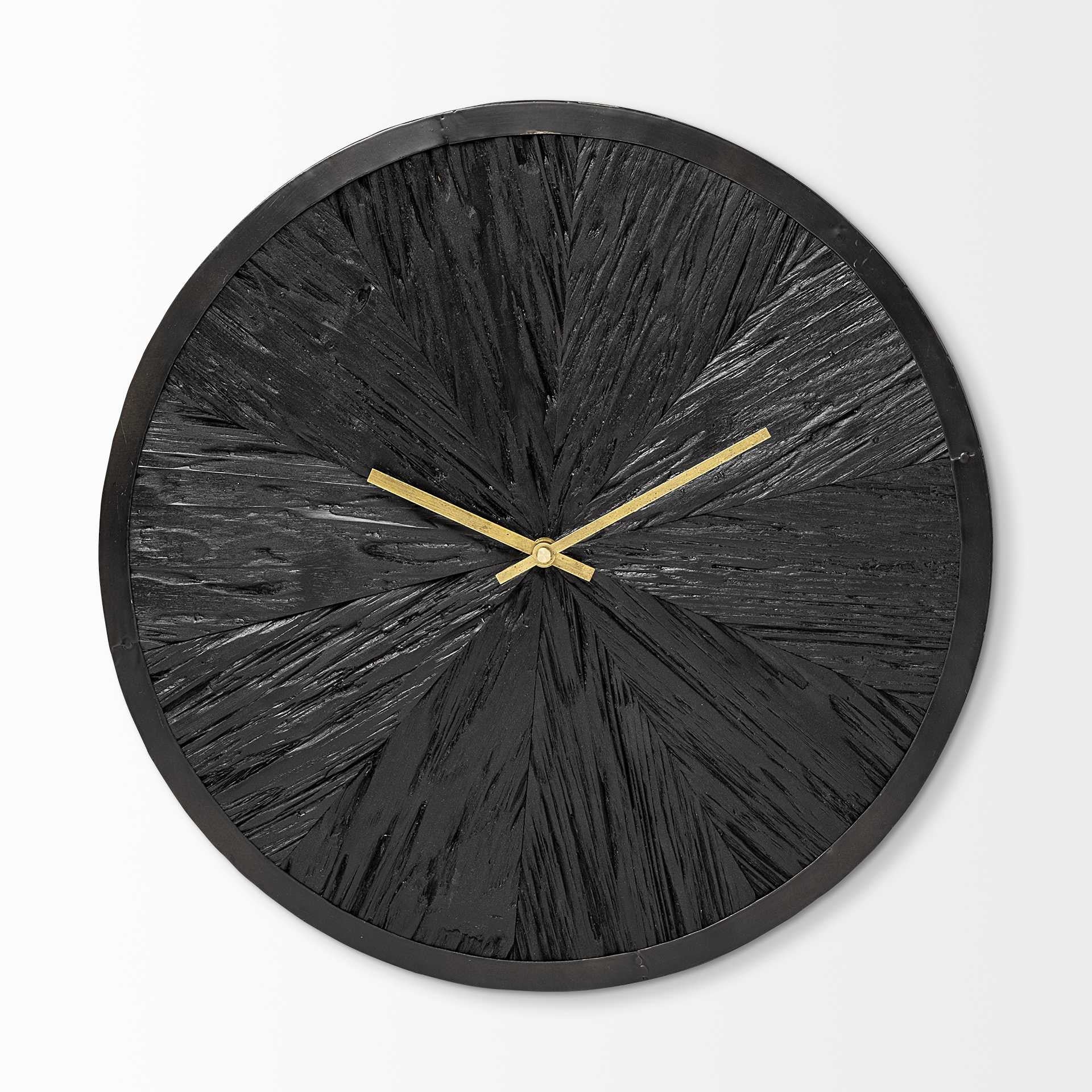 16.5" Round Large Black Modern Wall Clock