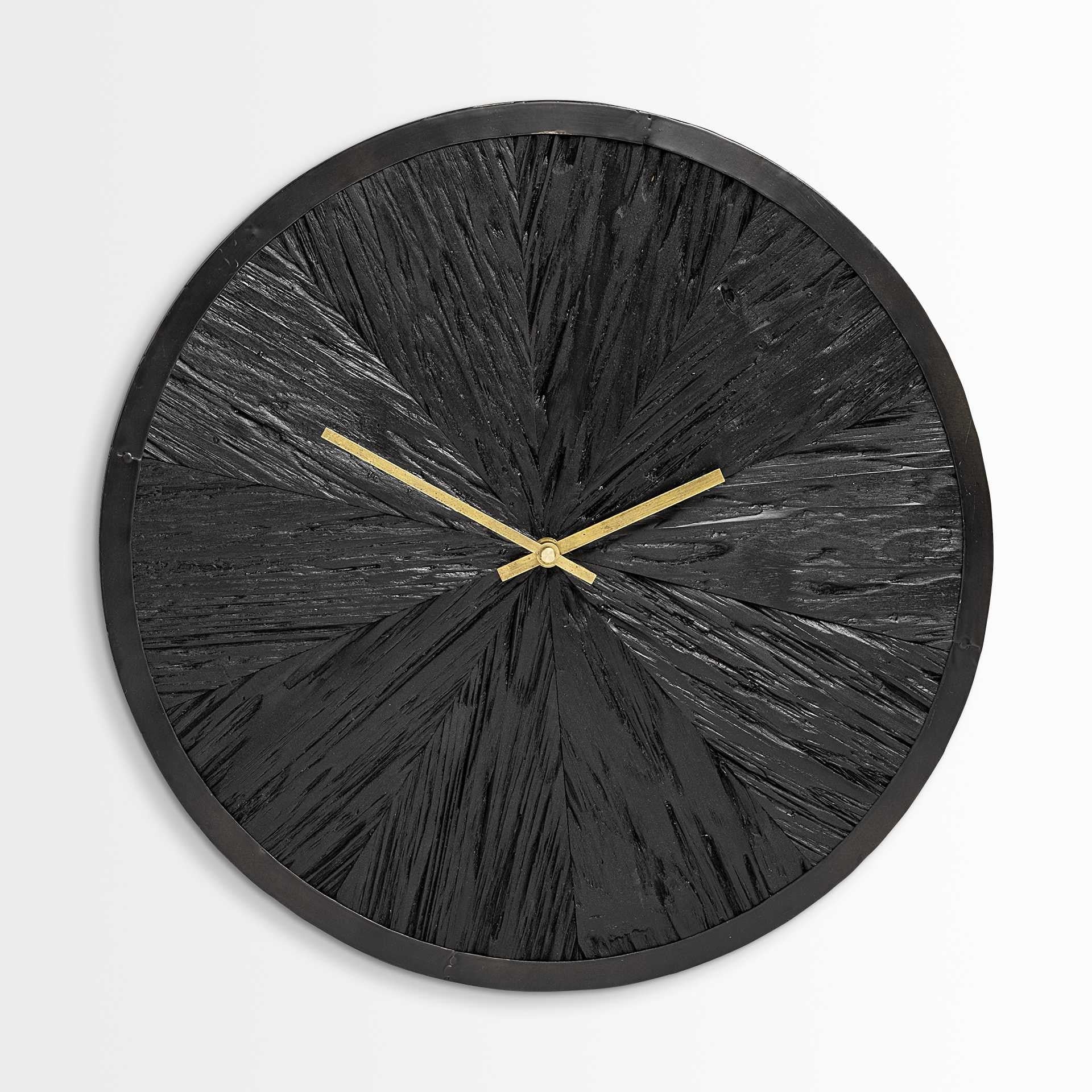 16.5" Round Large Black Modern Wall Clock