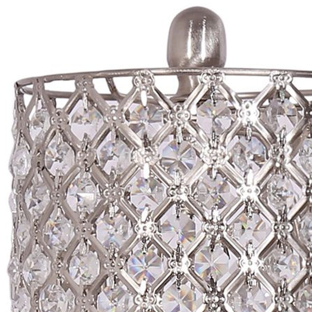 Set Of 2 Metal Table Lamps With Crystal Bead Shade