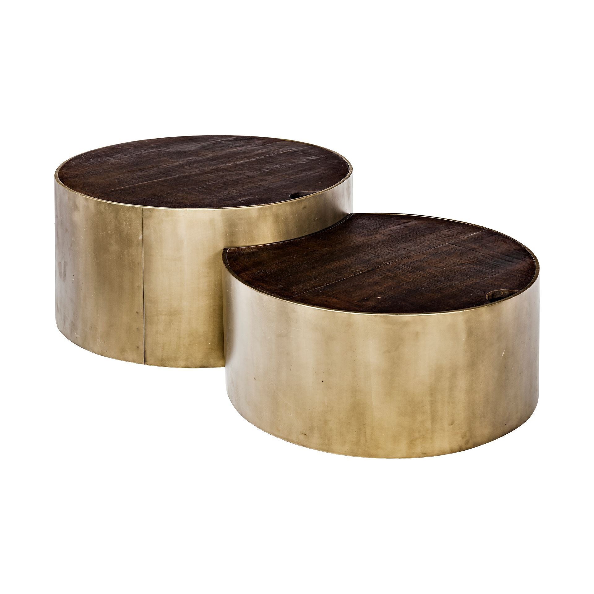 Brown Wood Round Nested Coffee Tables