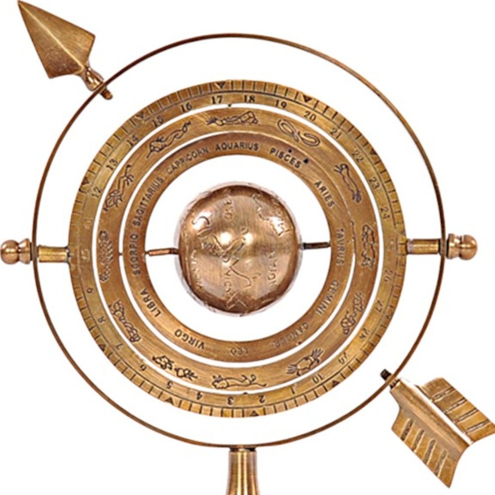 8" Bronze Metal Armillary Sphere Tabletop Sculpture