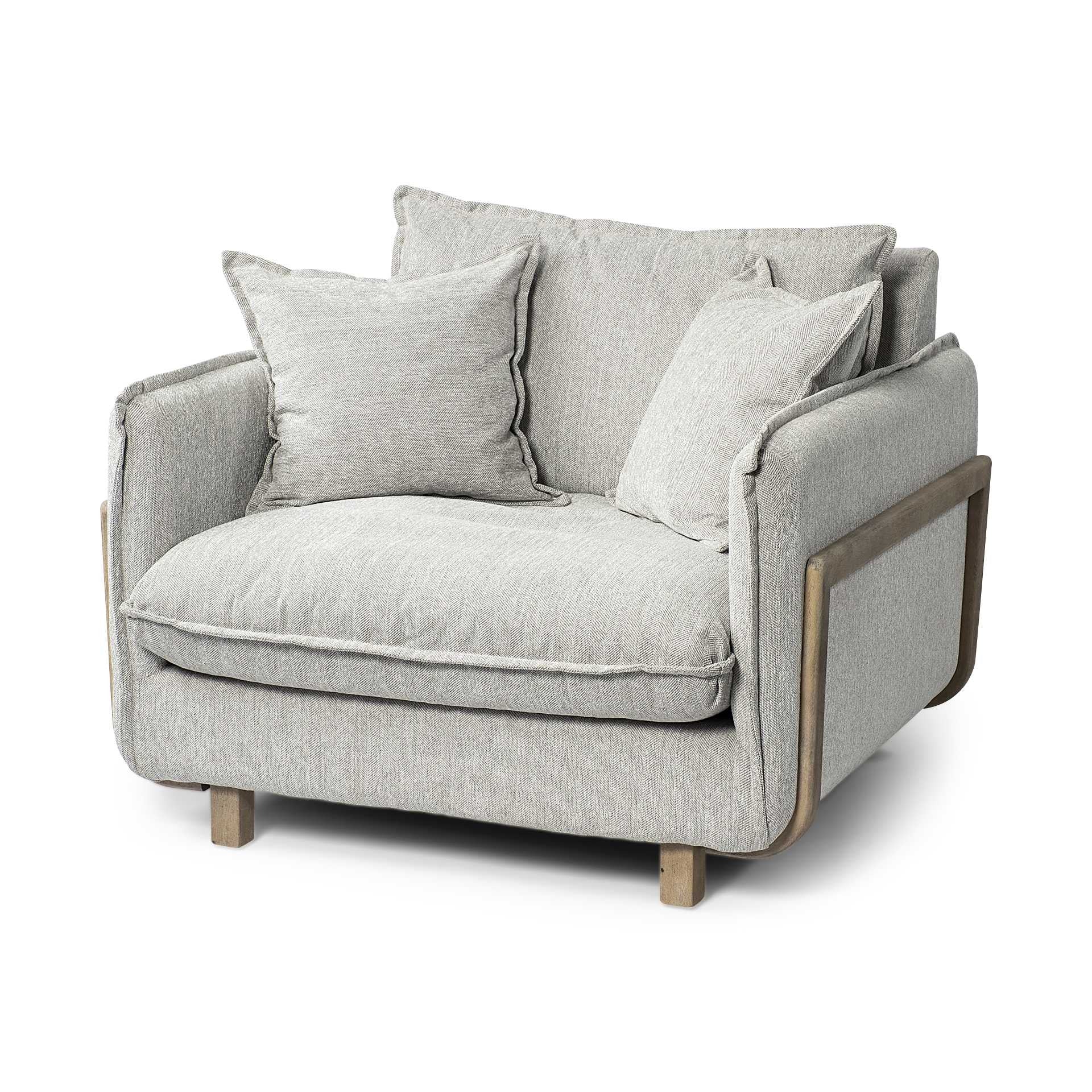42" Gray and Brown Fabric Club Chair