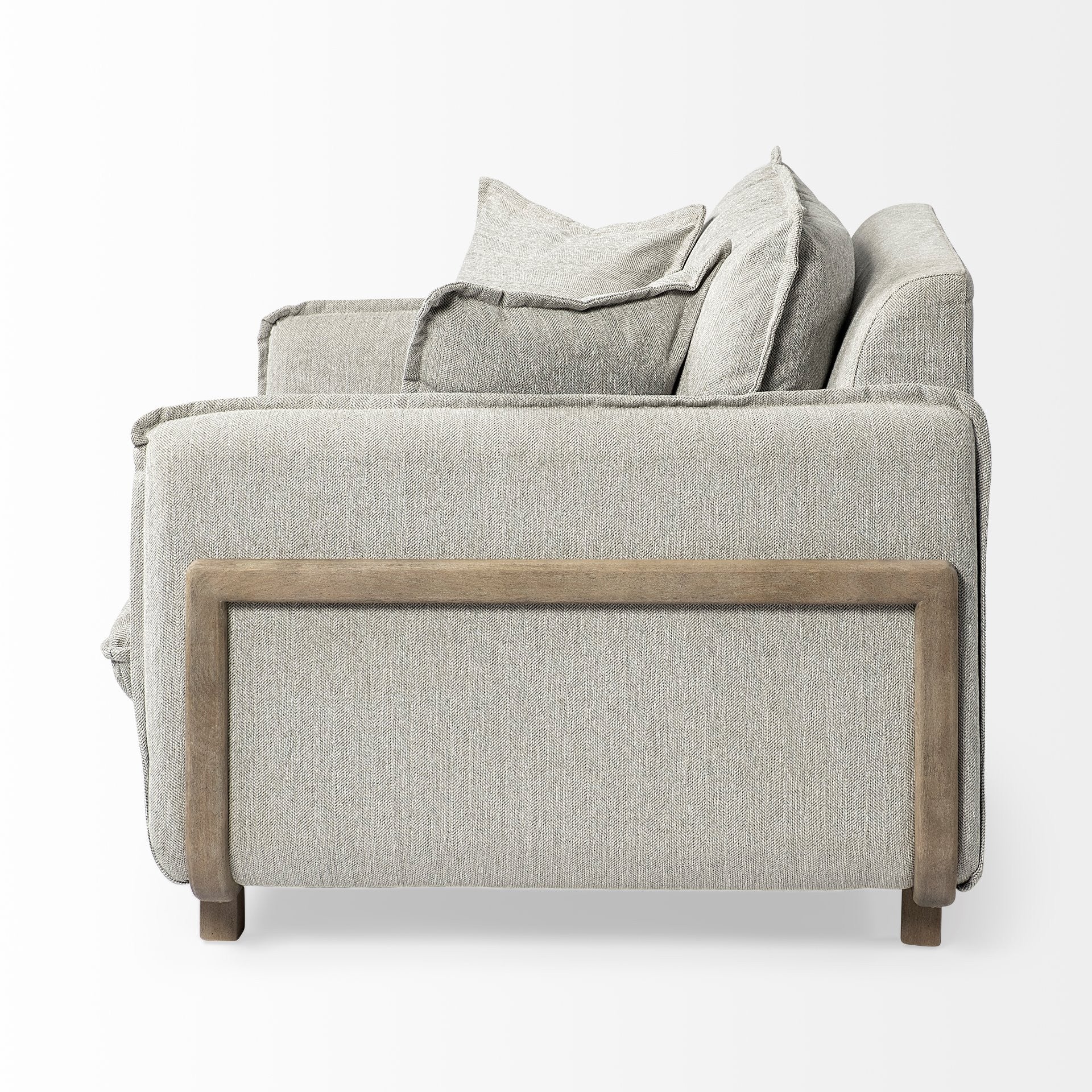 42" Gray and Brown Fabric Club Chair