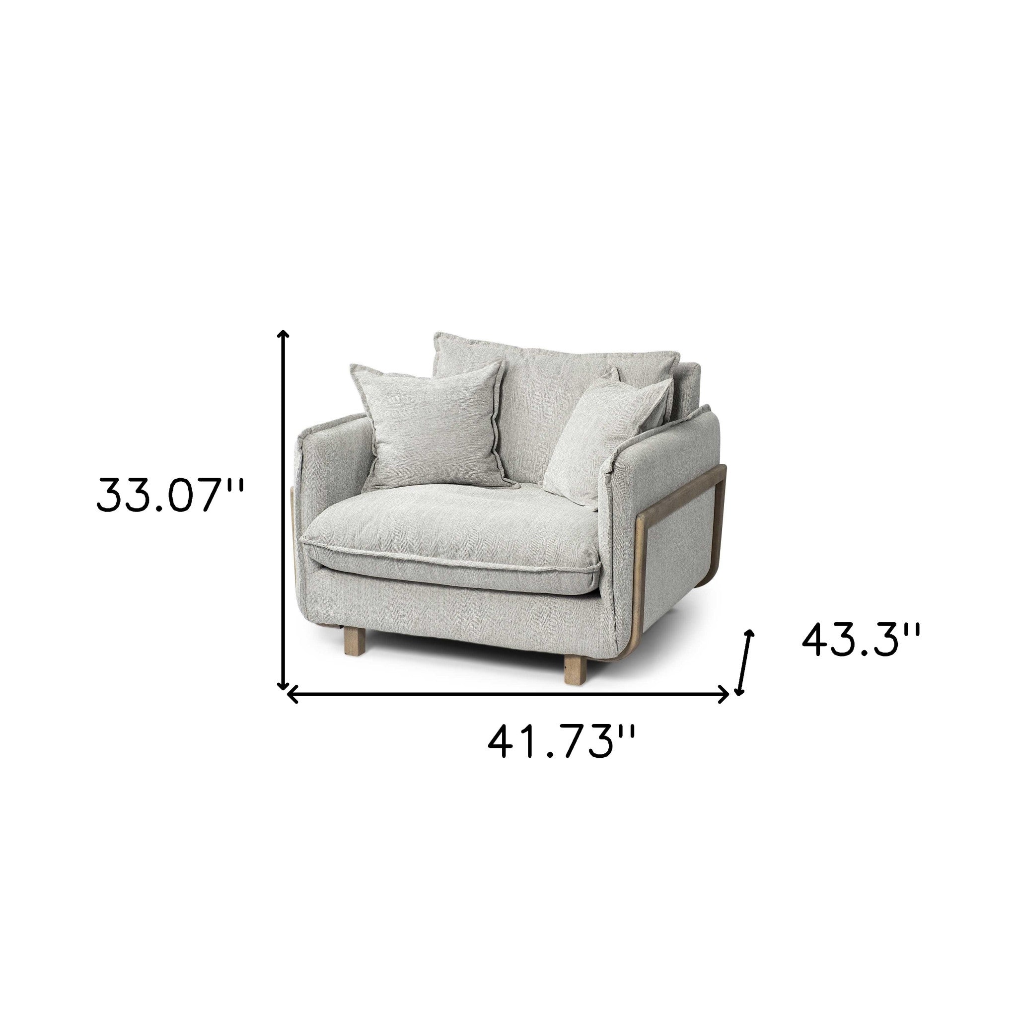42" Gray and Brown Fabric Club Chair