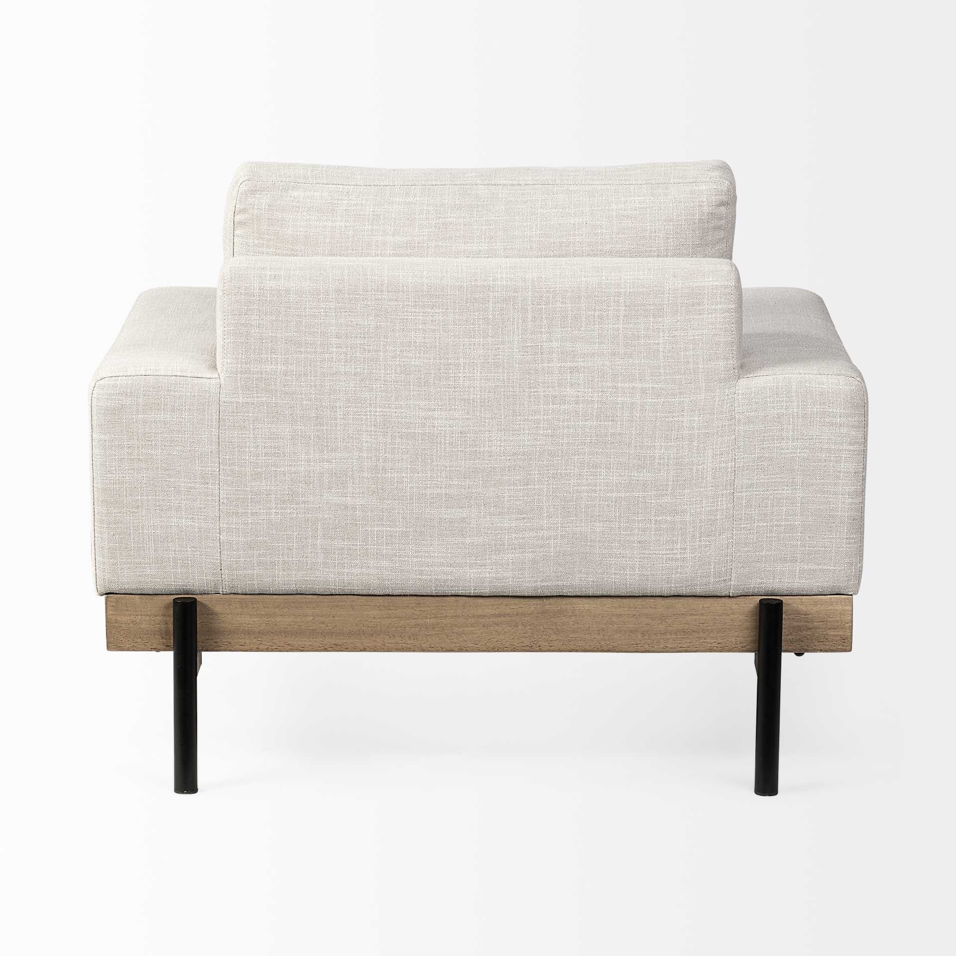 41" Cream and Black Fabric Arm Chair