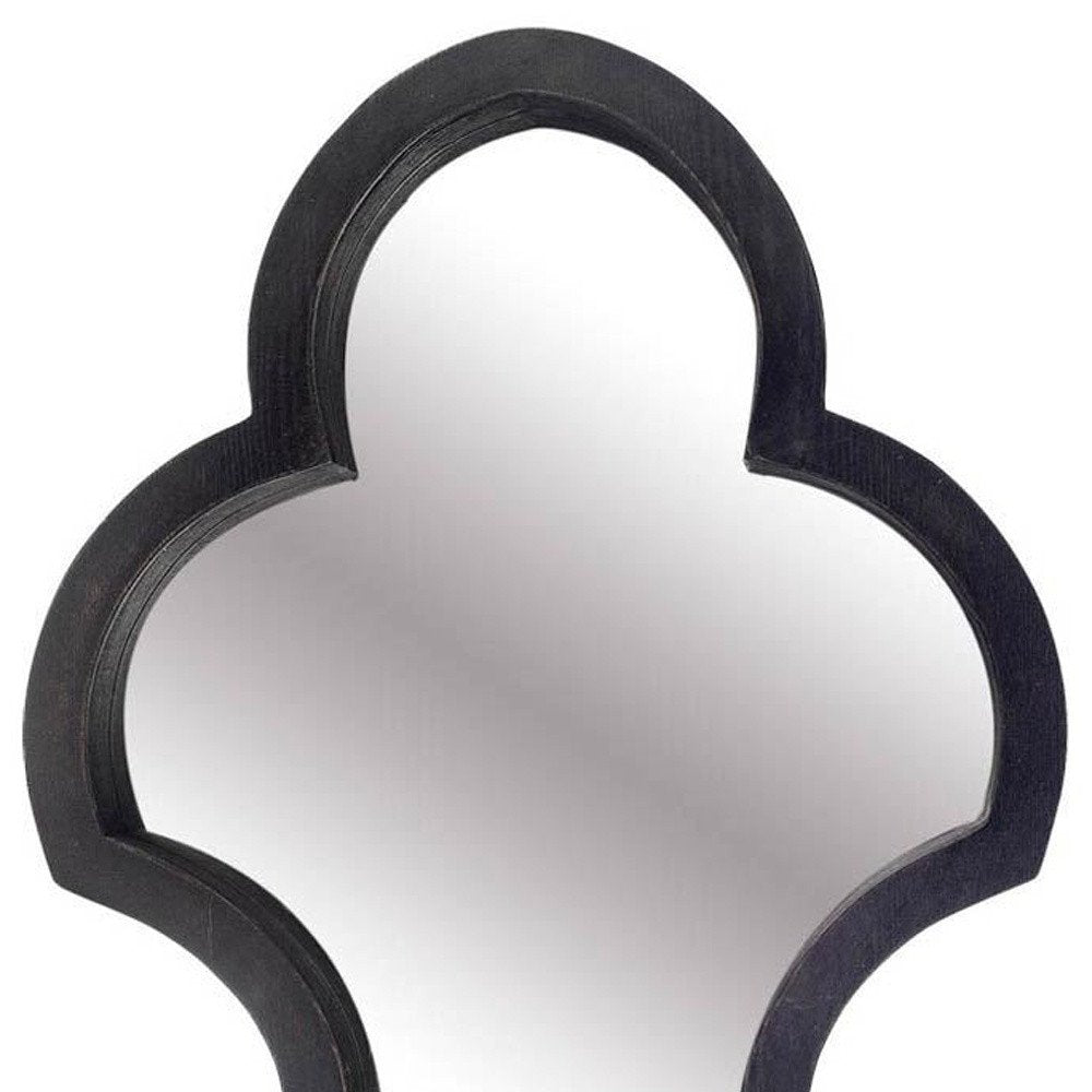 34" Black Wood Abstract Framed Accent Mirror