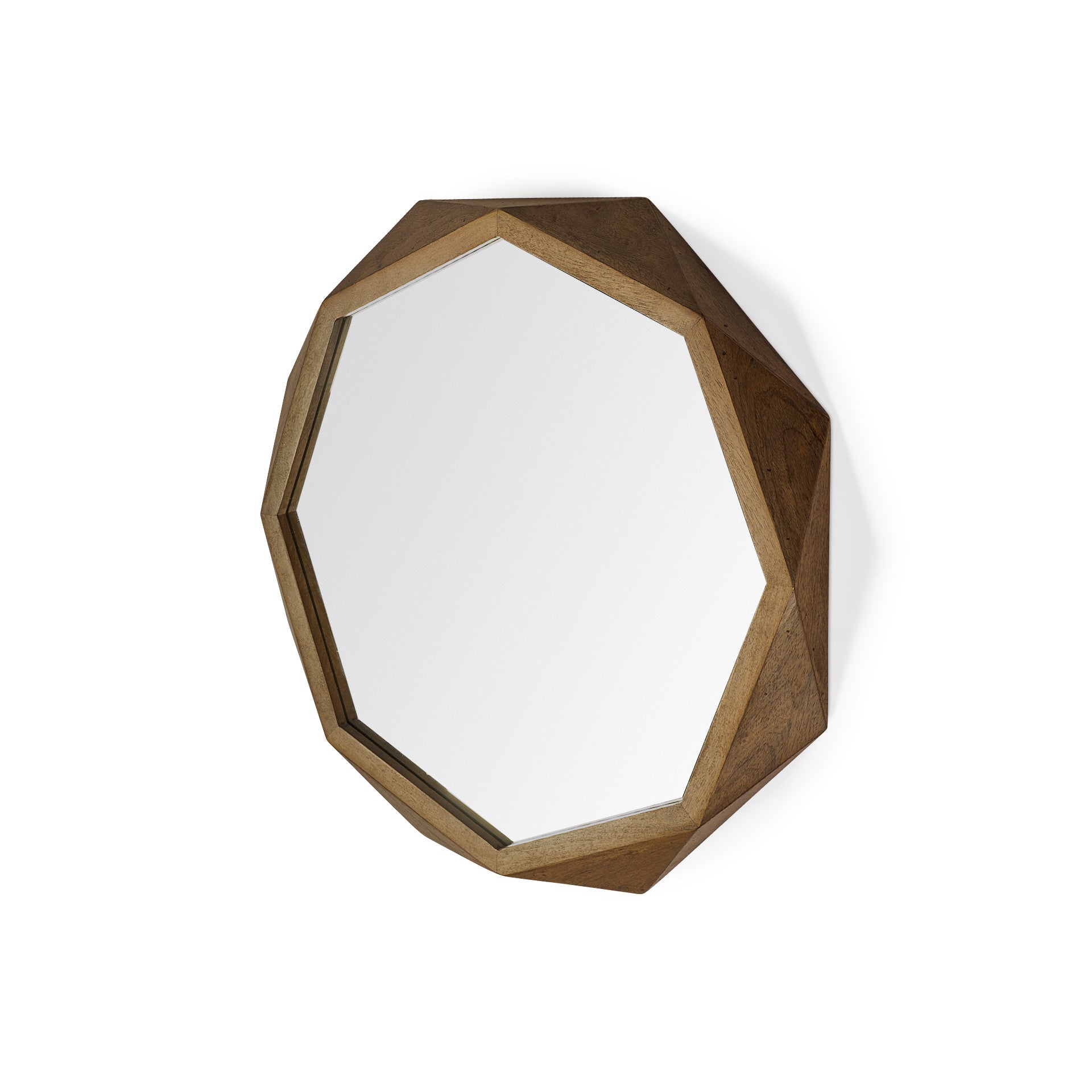 32" Brown Solid Wood Octagon Framed