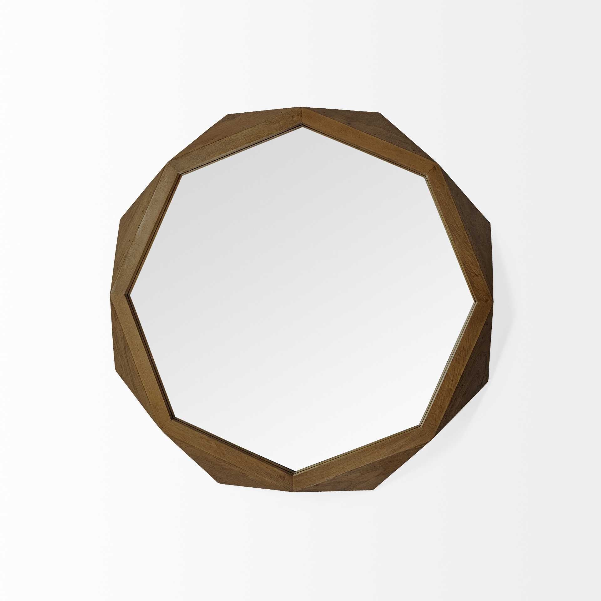 32" Brown Solid Wood Octagon Framed