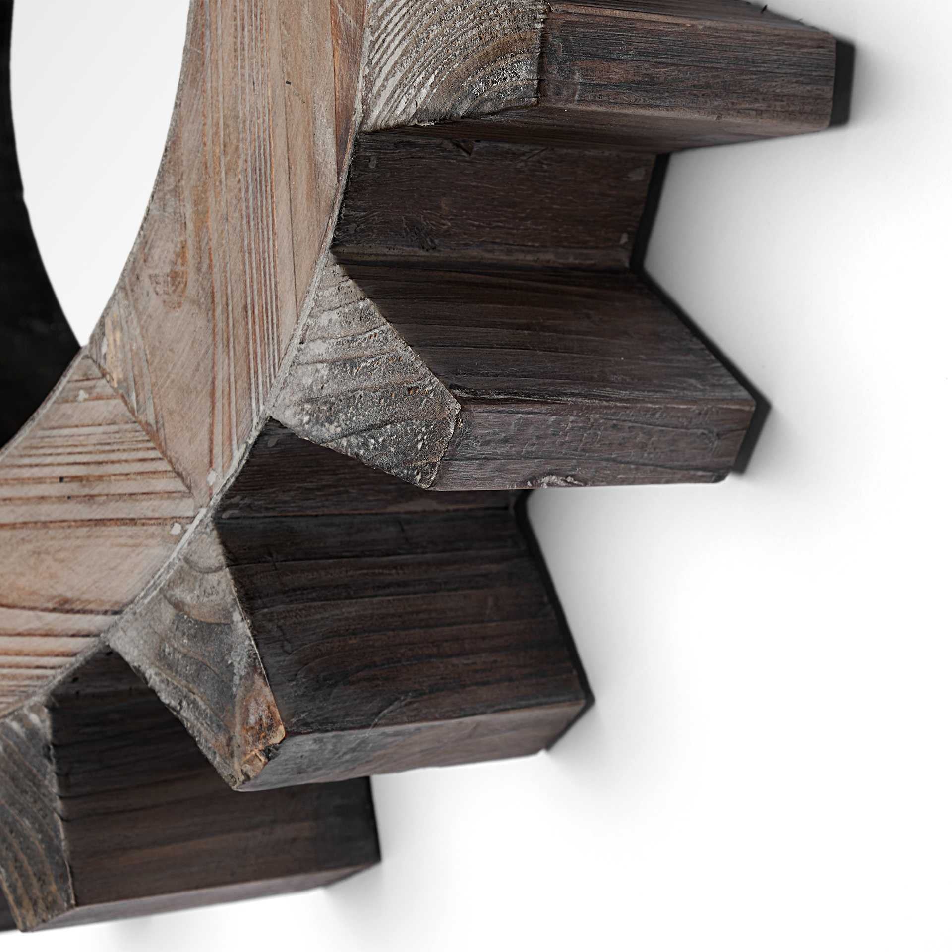 17" Brown Solid Wood Abstract Framed Accent Mirror