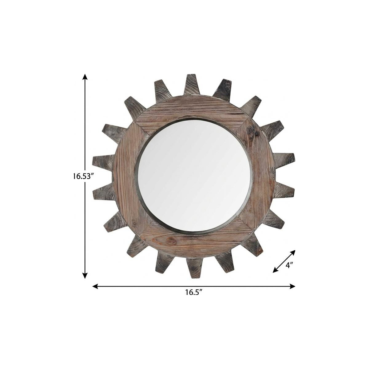 17" Brown Solid Wood Abstract Framed Accent Mirror