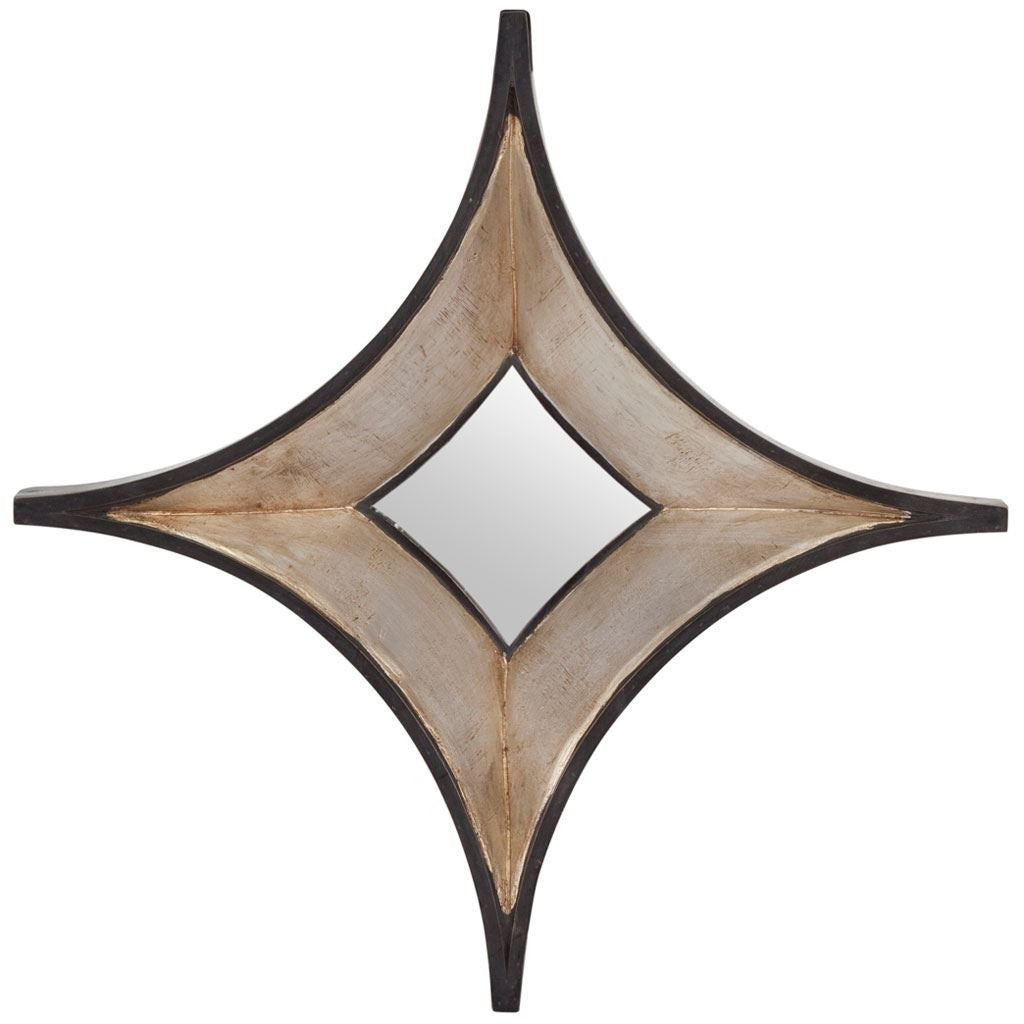 17" Dark Brown Wood Diamond Framed Accent Mirror