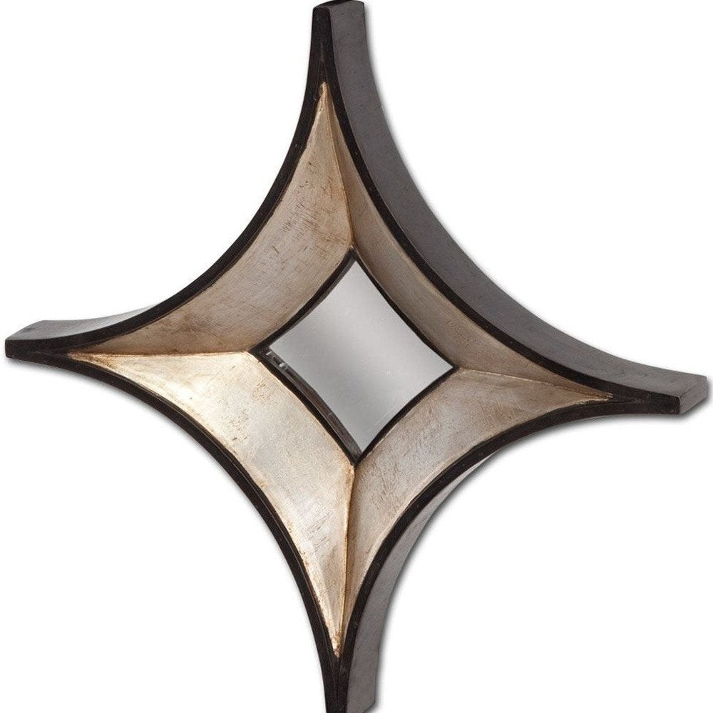 17" Dark Brown Wood Diamond Framed Accent Mirror