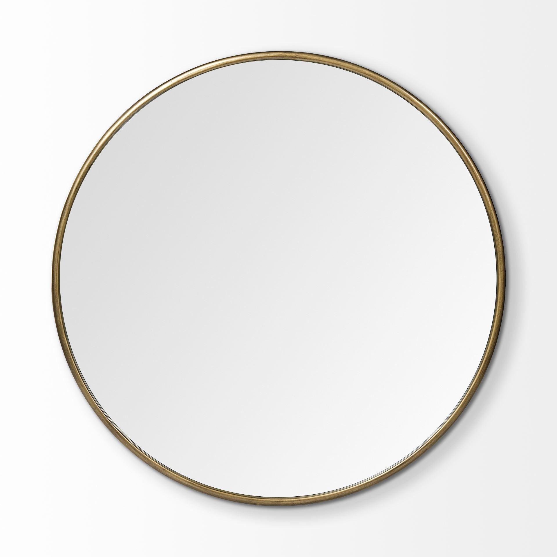 47" Gold Round Metal Framed Accent Mirror